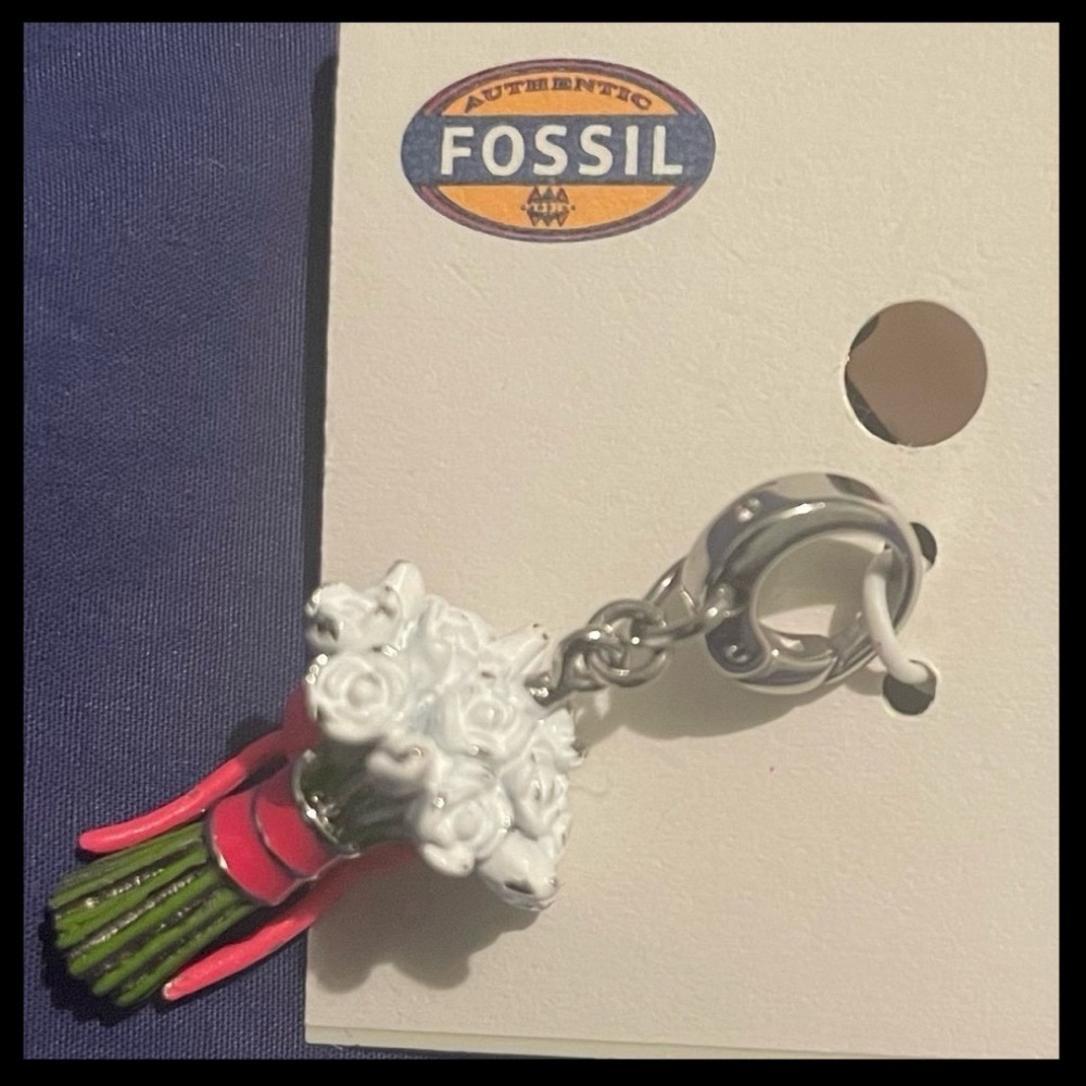 Retro Y2K Flare Collectable Fossil Enameled Pendant Charm Flower Bouquet (Rare)
